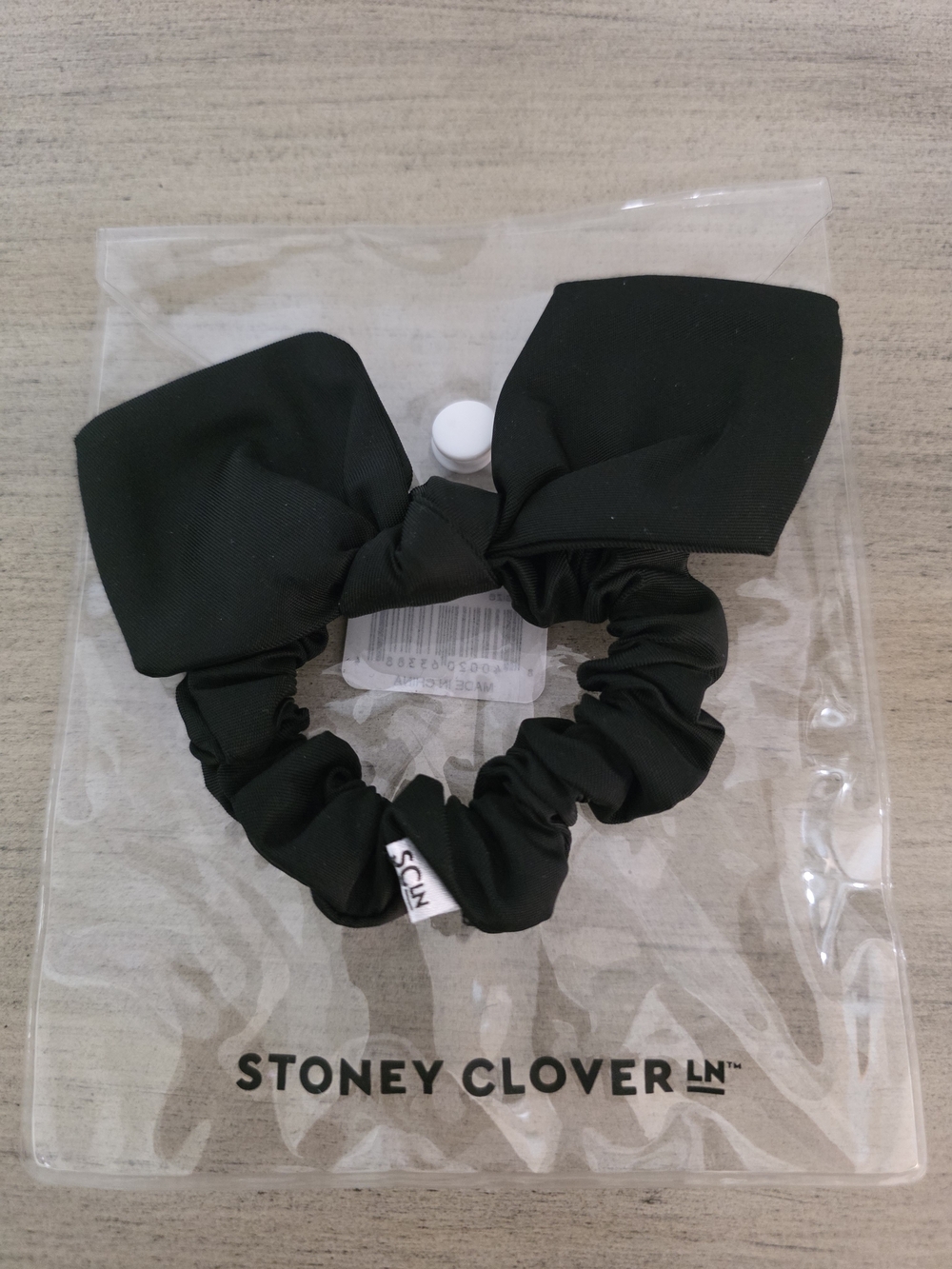 Stoney Clover Lane Black Bow Scrunchie with Logo Tag